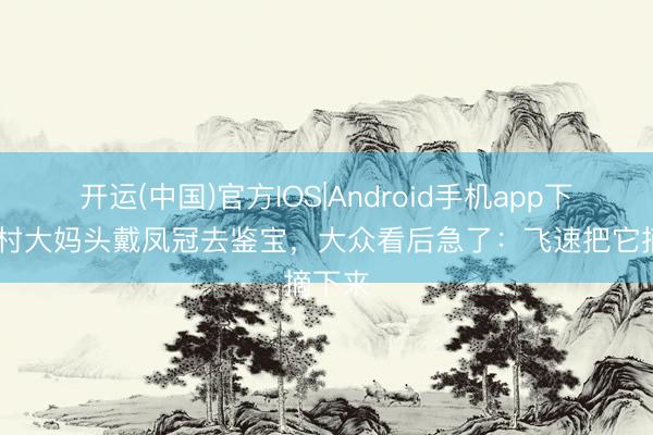 开运(中国)官方IOS|Android手机app下载 农村大妈头戴凤冠去鉴宝，大众看后急了：飞速把它摘下来