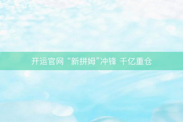 开运官网 “新拼姆”冲锋 千亿重仓
