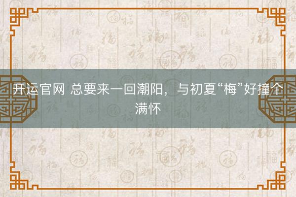 开运官网 总要来一回潮阳，与初夏“梅”好撞个满怀